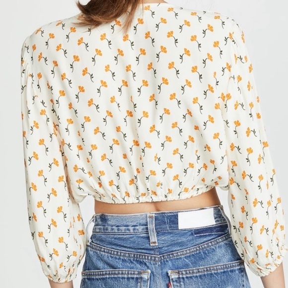 Faithful The Brand La Guardia Floral Cropped Tie-Front Crepe To Size 4 - Picture 11 of 16